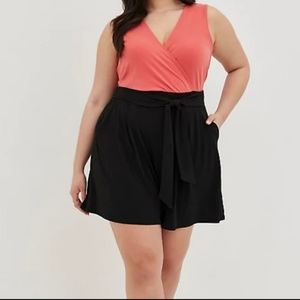 Torrid Pink and Black Shorts Romper
